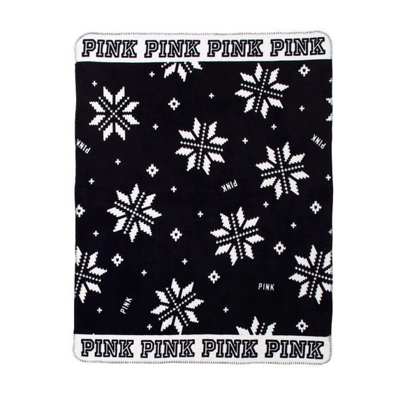Victoria Secret PINK Cozy Fleece Blanket Black Limited Edition 2017 - Picture 2 of 7